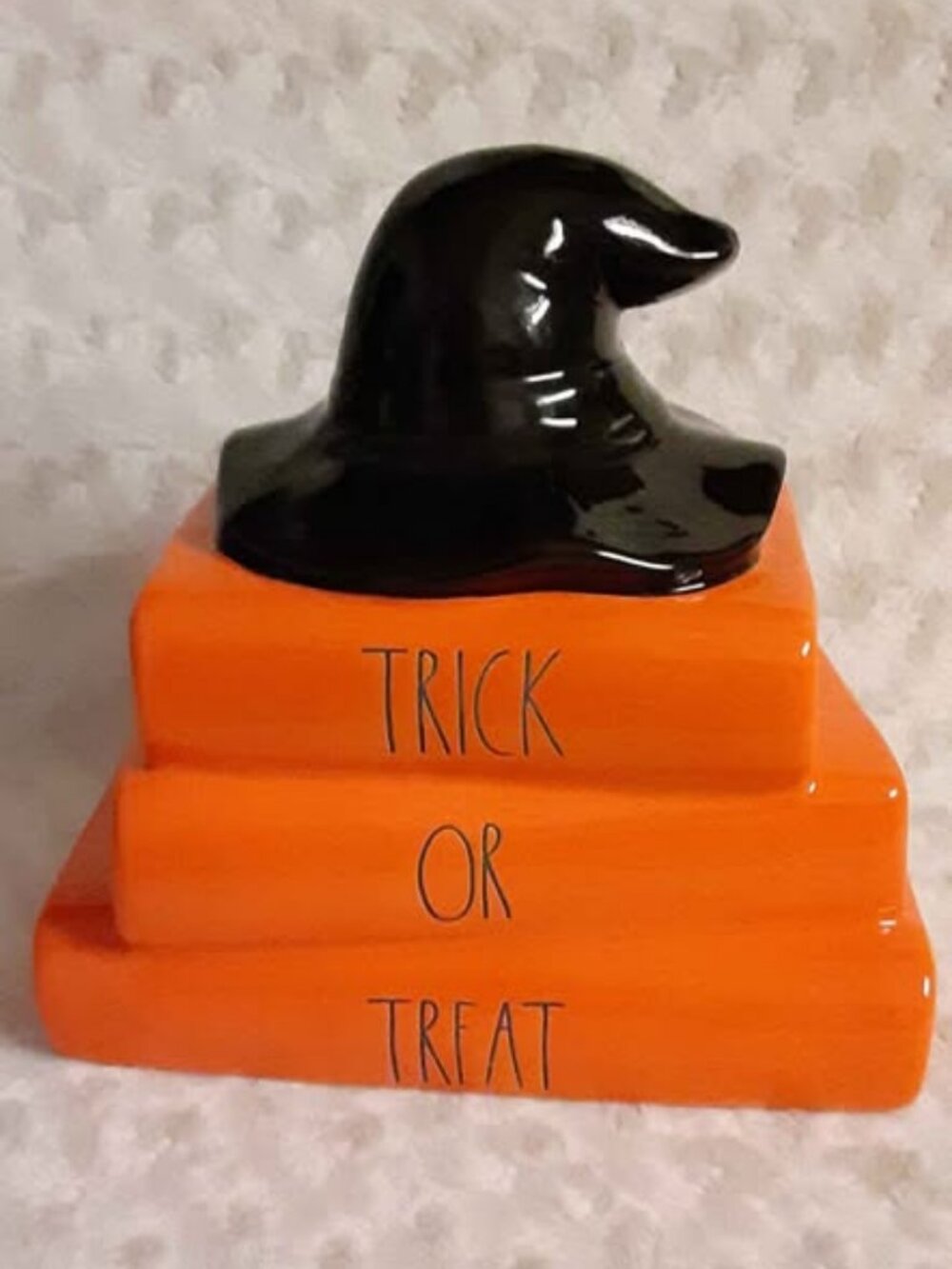Rae Dunn Halloween Trick or Treat Orange Books w/ Witch Hat Decor